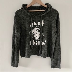 Raggs II Riches “Just Chillin” Cropped Grey Hoodie
